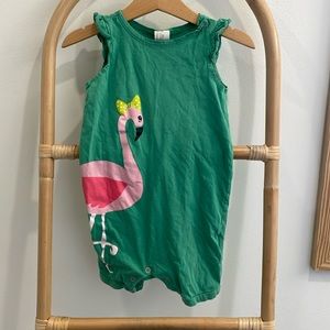 H&M baby romper green pink flamingo size 12 month -18 month